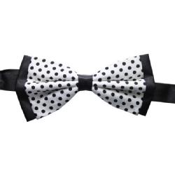 Black And White Polka Dot Bow Tie. Image