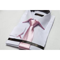 MEN'S WHITE SHIRT & PINK TIE OCCASSIONAL SHIRT Image