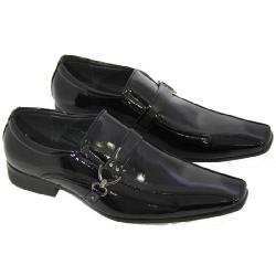 Men's Shiny Black patent Leather Look Shoes Image