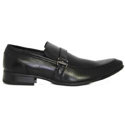 Men's Black Pointed Leather Look Shoes Image